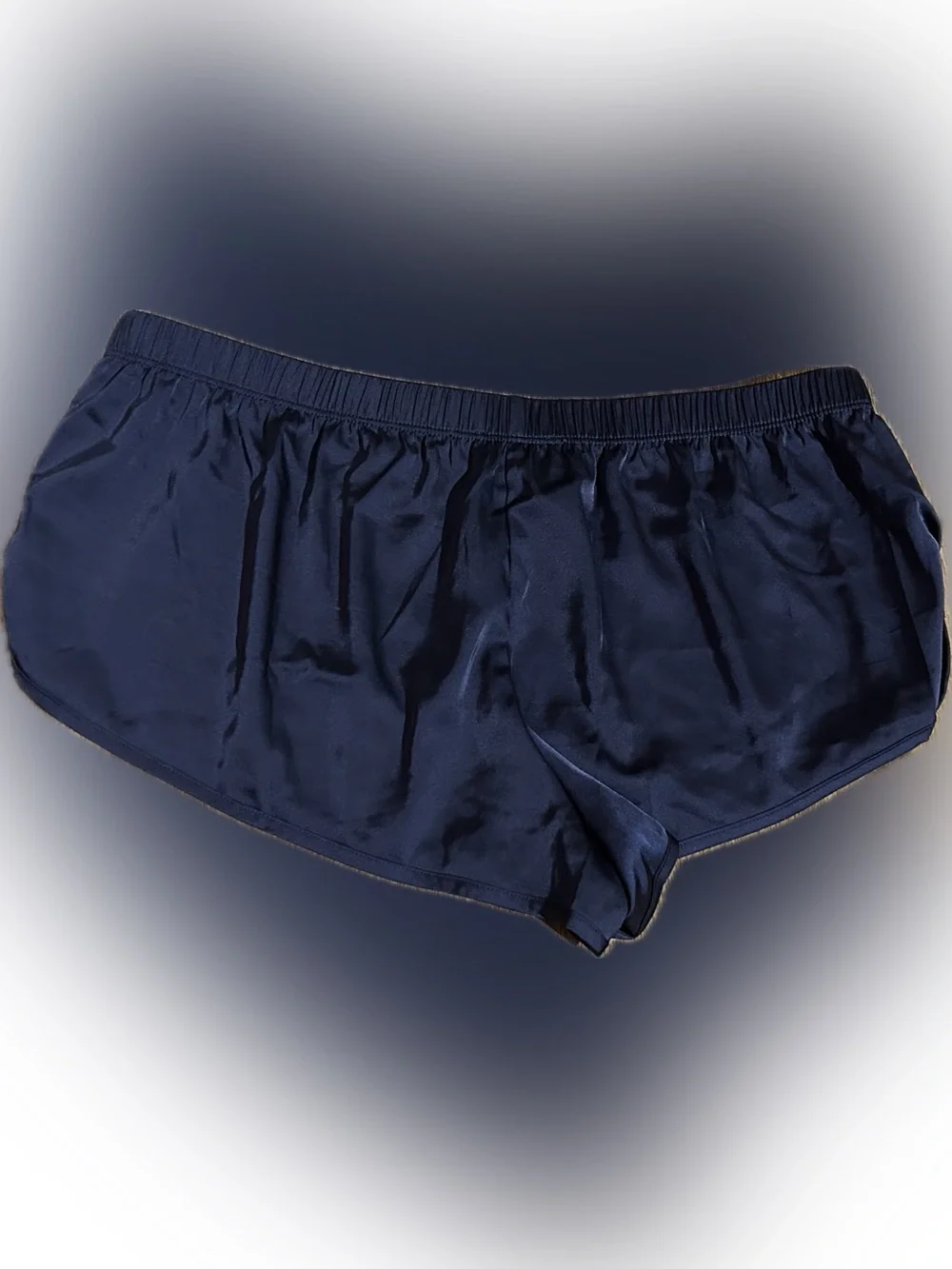 Ekouaer Large navy blue satin pajama shorts